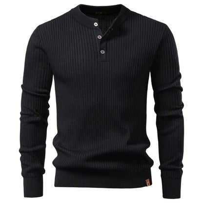 Knitted Polo Shirt- Black
