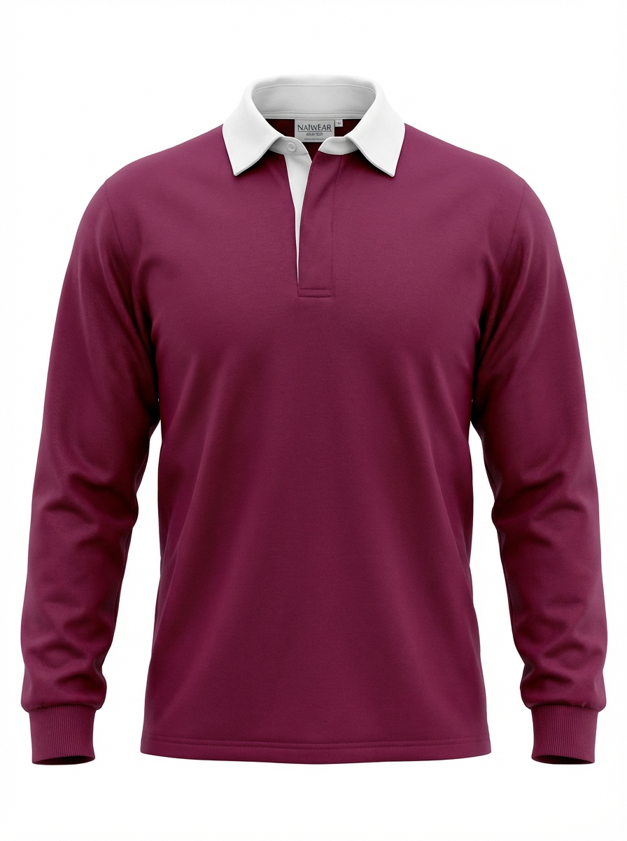 Mr. NICE Long Sleeve Polo Shirts- Maroon