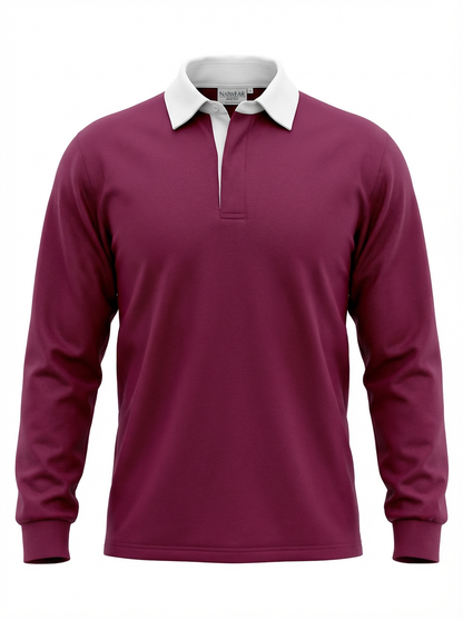 Mr. NICE Long Sleeve Polo Shirts- Maroon