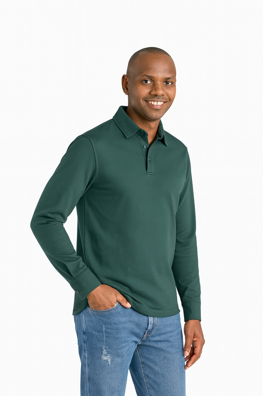 Mr. NICE Long Sleeve Polo Shirts- Green