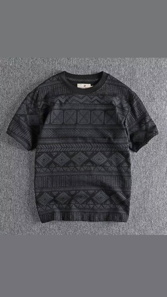 Tribal Pattern Tshirt-BLACK