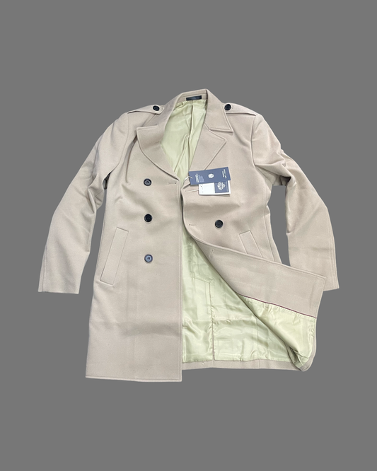 Wool Blend Trench Coat (Beige)