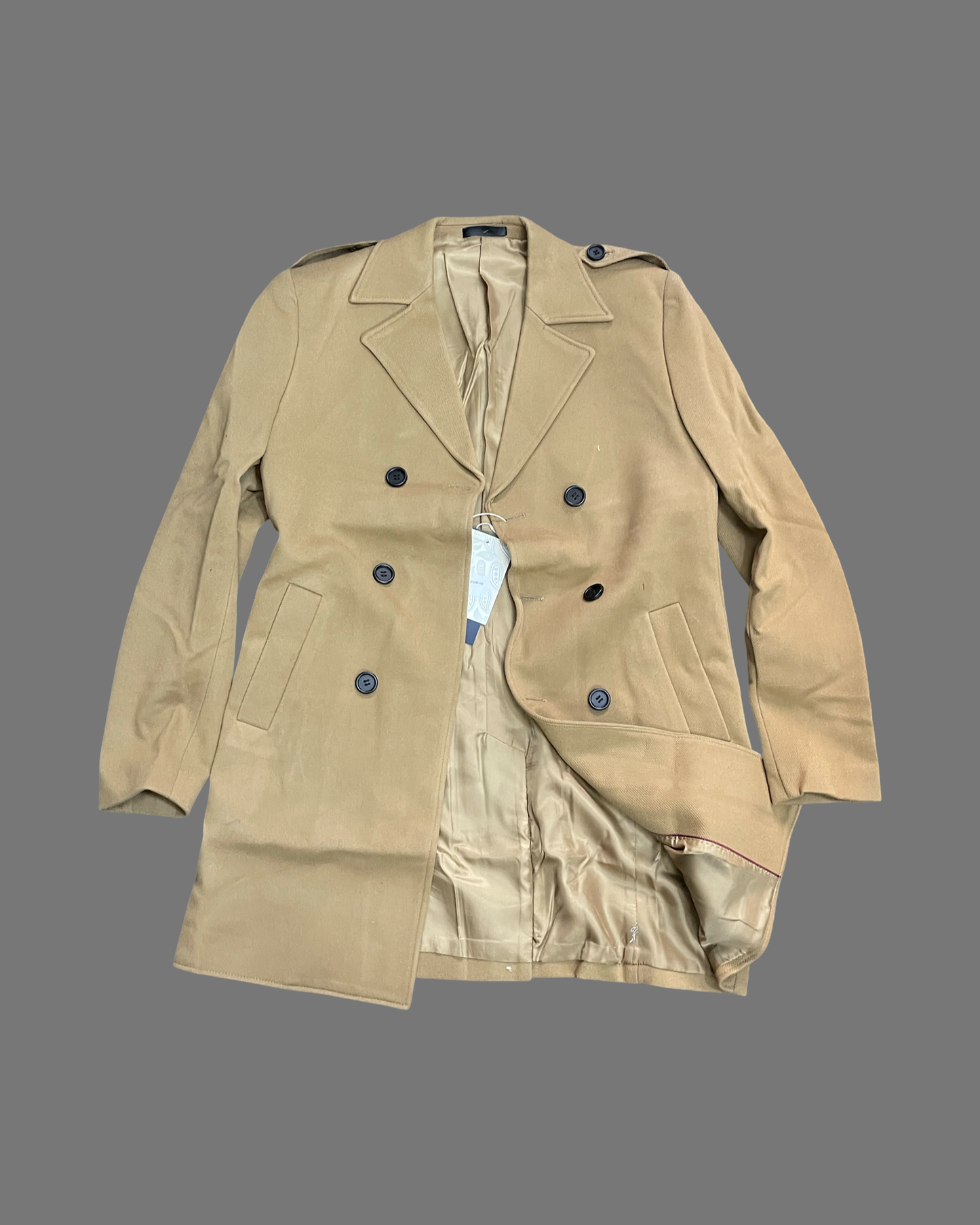 Wooden Wool Blend Trench Coat (Camel Brown)