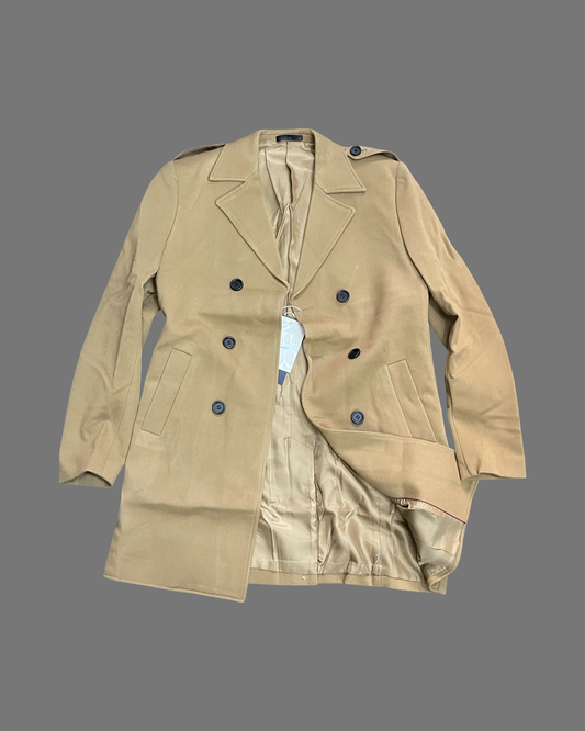 Wooden Wool Blend Trench Coat (Camel Brown)