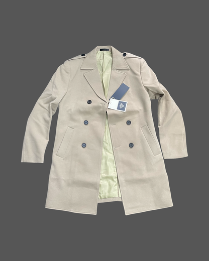 Wool Blend Trench Coat (Beige)