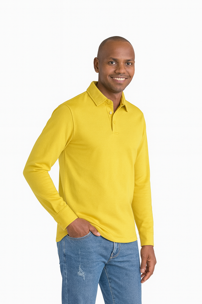 Mr. NICE Long Sleeve Polo Shirts- Yellow