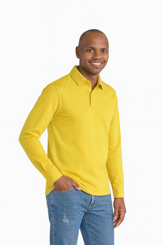 Mr. NICE Long Sleeve Polo Shirts- Yellow