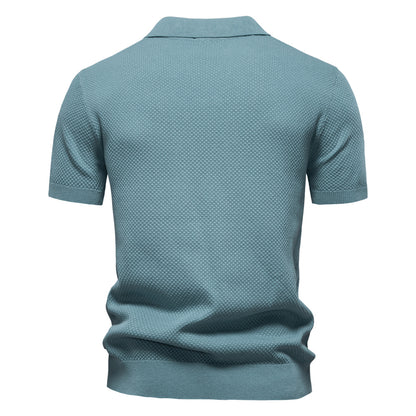 Knitted Polo Shirt- Light Blue