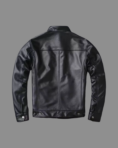 Chinese Collar Leather Jacket