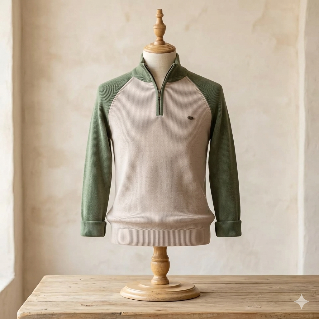 Quarter-Zip Sweater (Olive Green)