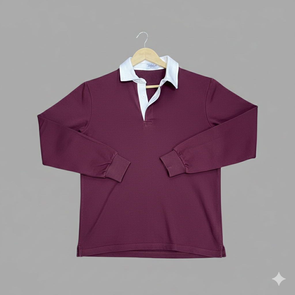 Mr. NICE Long Sleeve Polo Shirts- Maroon