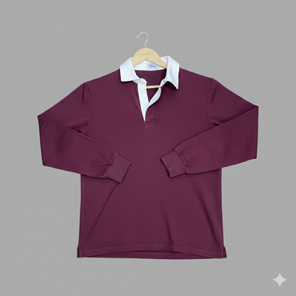 Mr. NICE Long Sleeve Polo Shirts- Maroon
