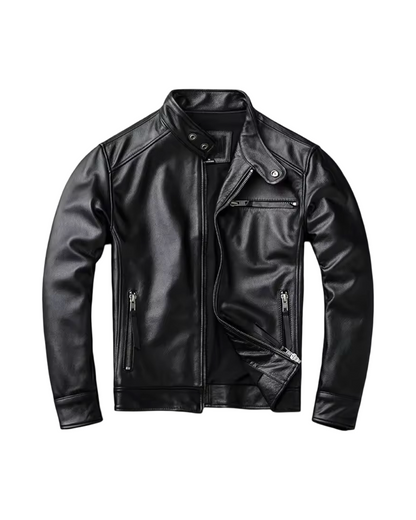 Chinese Collar Leather Jacket