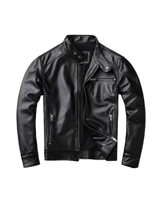 Chinese Collar Leather Jacket