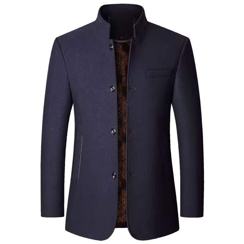 Navy Stand Collar Coat