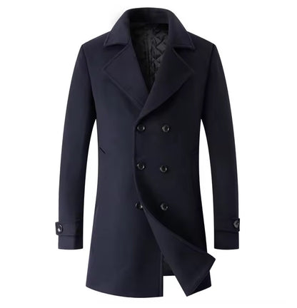 Navy Wool Blend Trench Coat