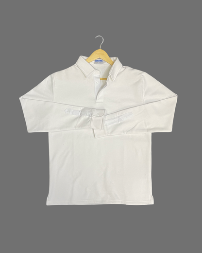 Mr. NICE Long Sleeve Polo Shirts- White