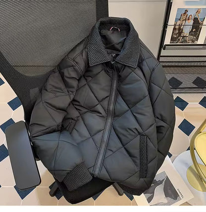 Black Guilted Bomber Jacket