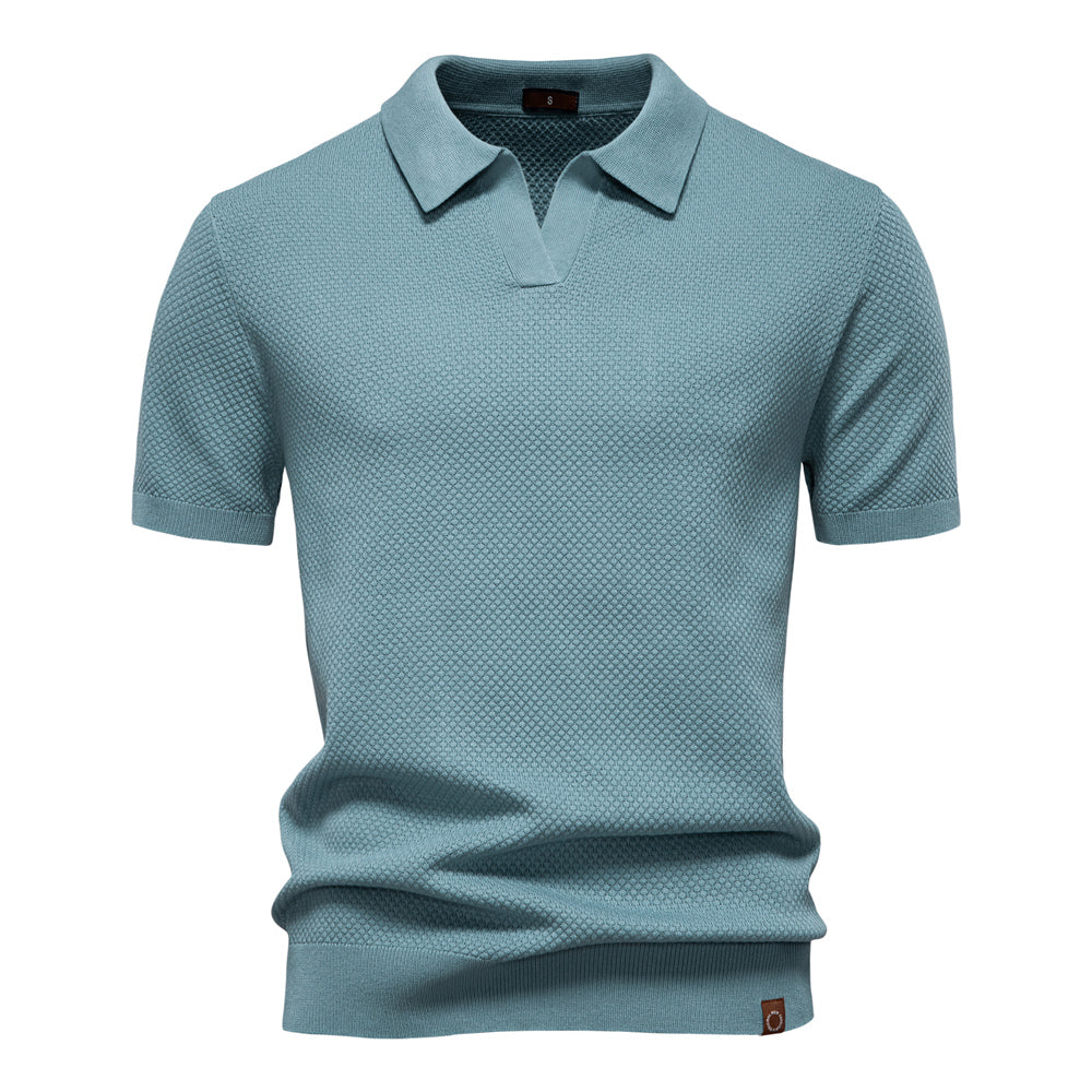 Knitted Polo Shirt- Light Blue
