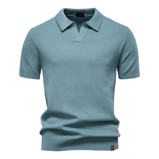 Knitted Polo Shirt- Light Blue