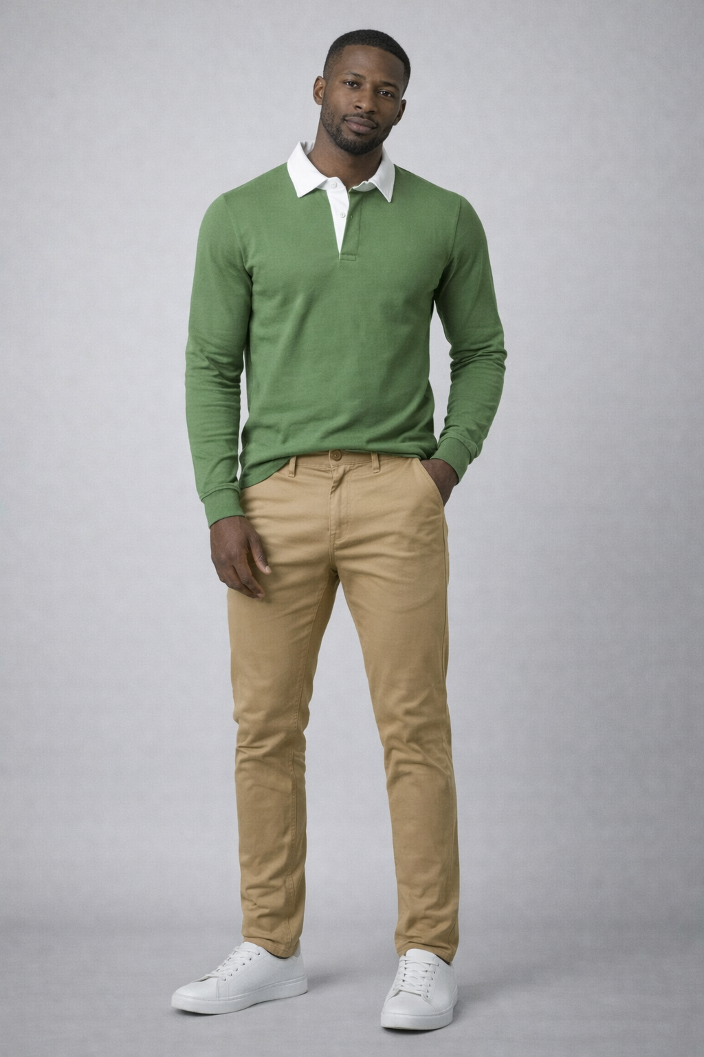 Mr. NICE Long Sleeve Polo Shirts- Olive Green