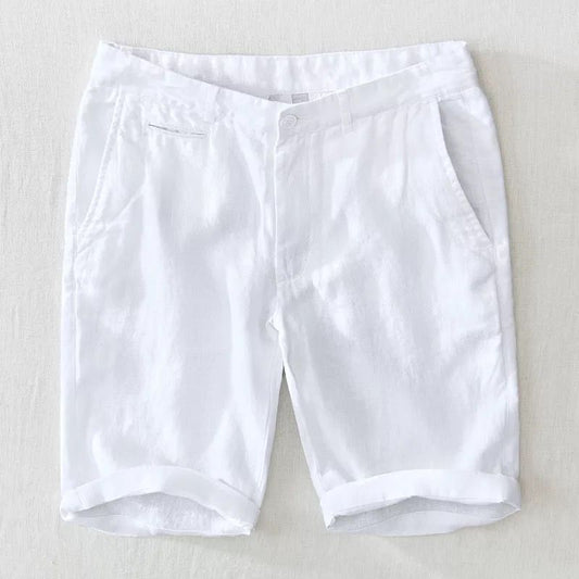White linen shorts