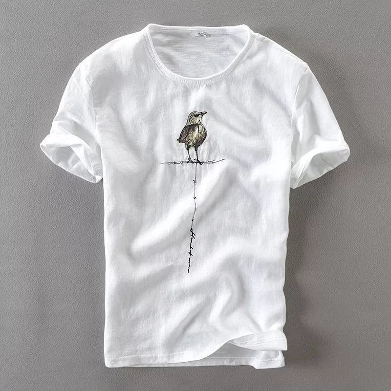 Linen t-shirt bird