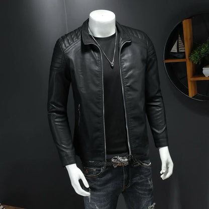 Synthetic Leather Jacket(Black)