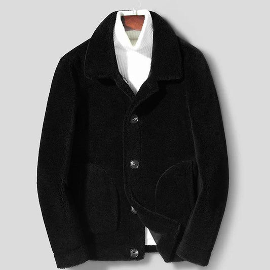 Mink Fur Leather Coat (Black)