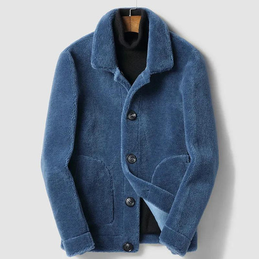 Mink Fur Leather Coat(Blue)