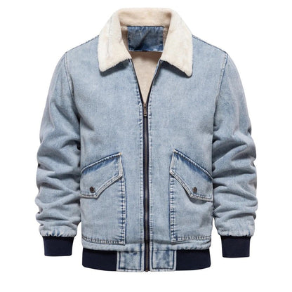 Fur lined Denim Jacket (Light Wash)