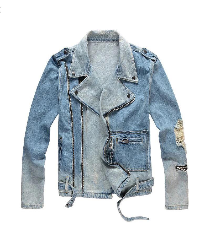 Biker Denim Jacket (Blue Wash)