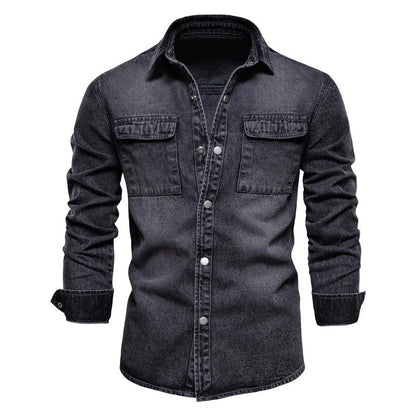 Double Pocket Denim Shirt(Black)