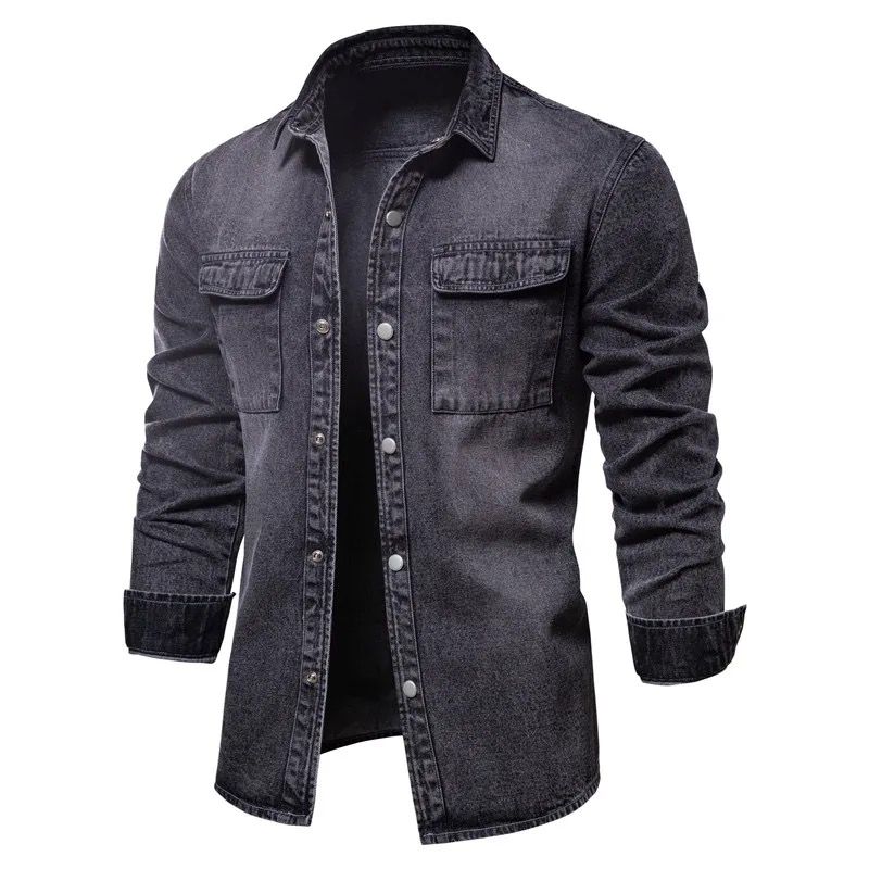 Double Pocket Denim Shirt(Black)