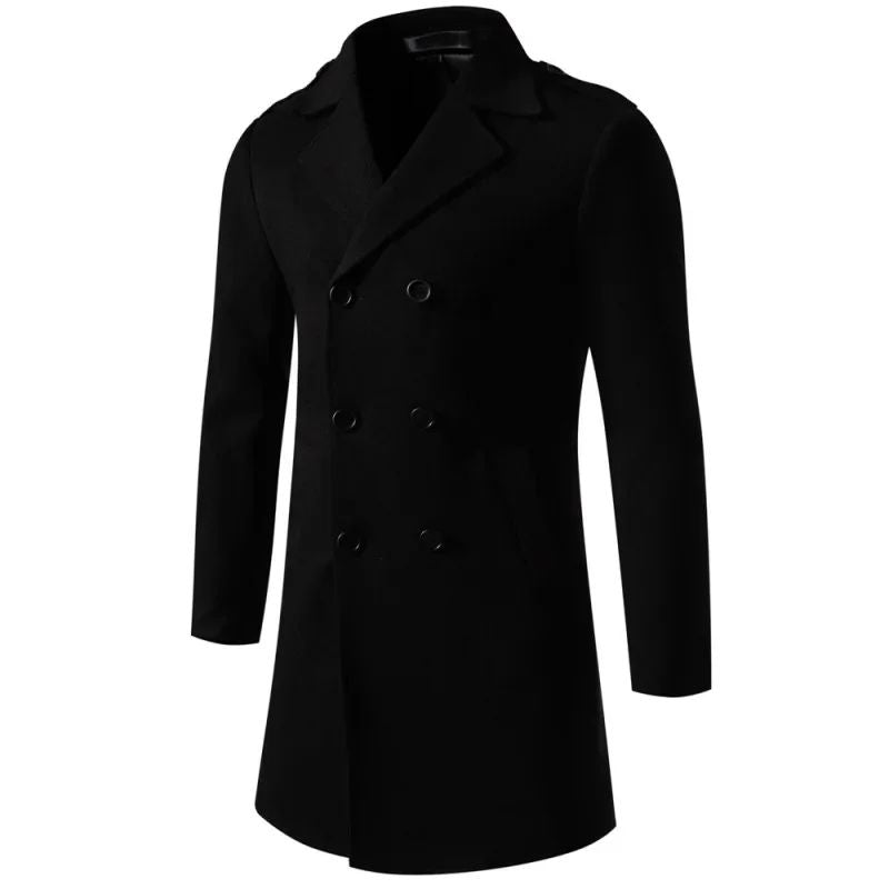 Wool Blend Trench Coat(Black)