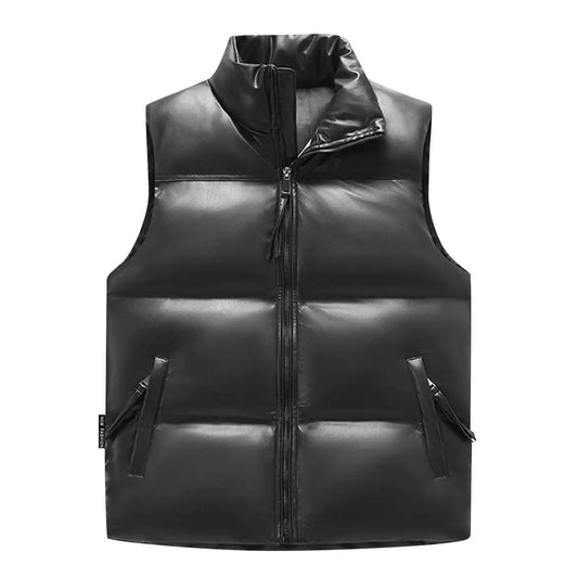 Leather Sleeveless Jacket(Black)