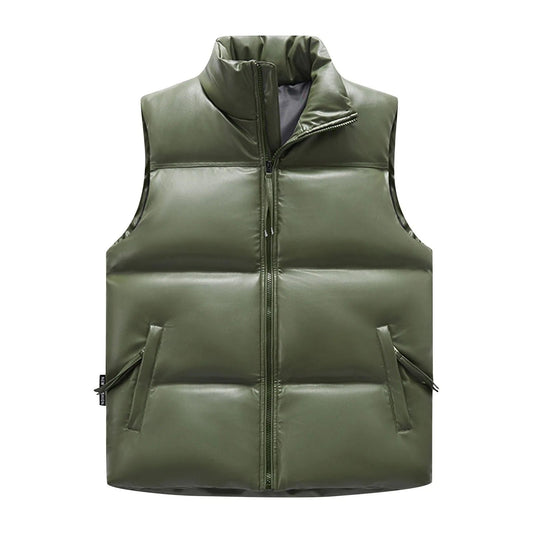 Leather Sleeveless Jacket(Green)