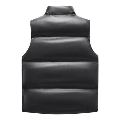 Leather Sleeveless Jacket(Black)