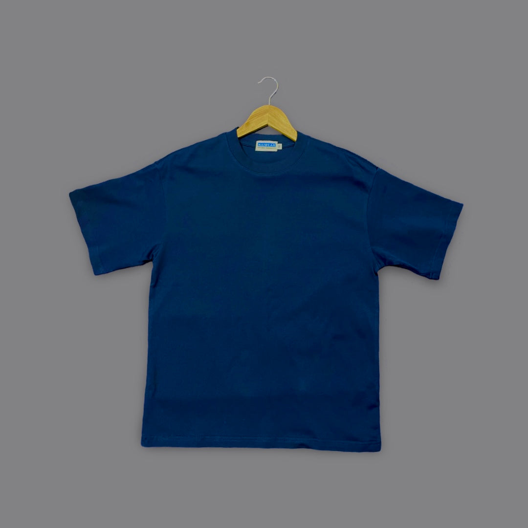 Boxy Crewneck T-Shirt- Navy