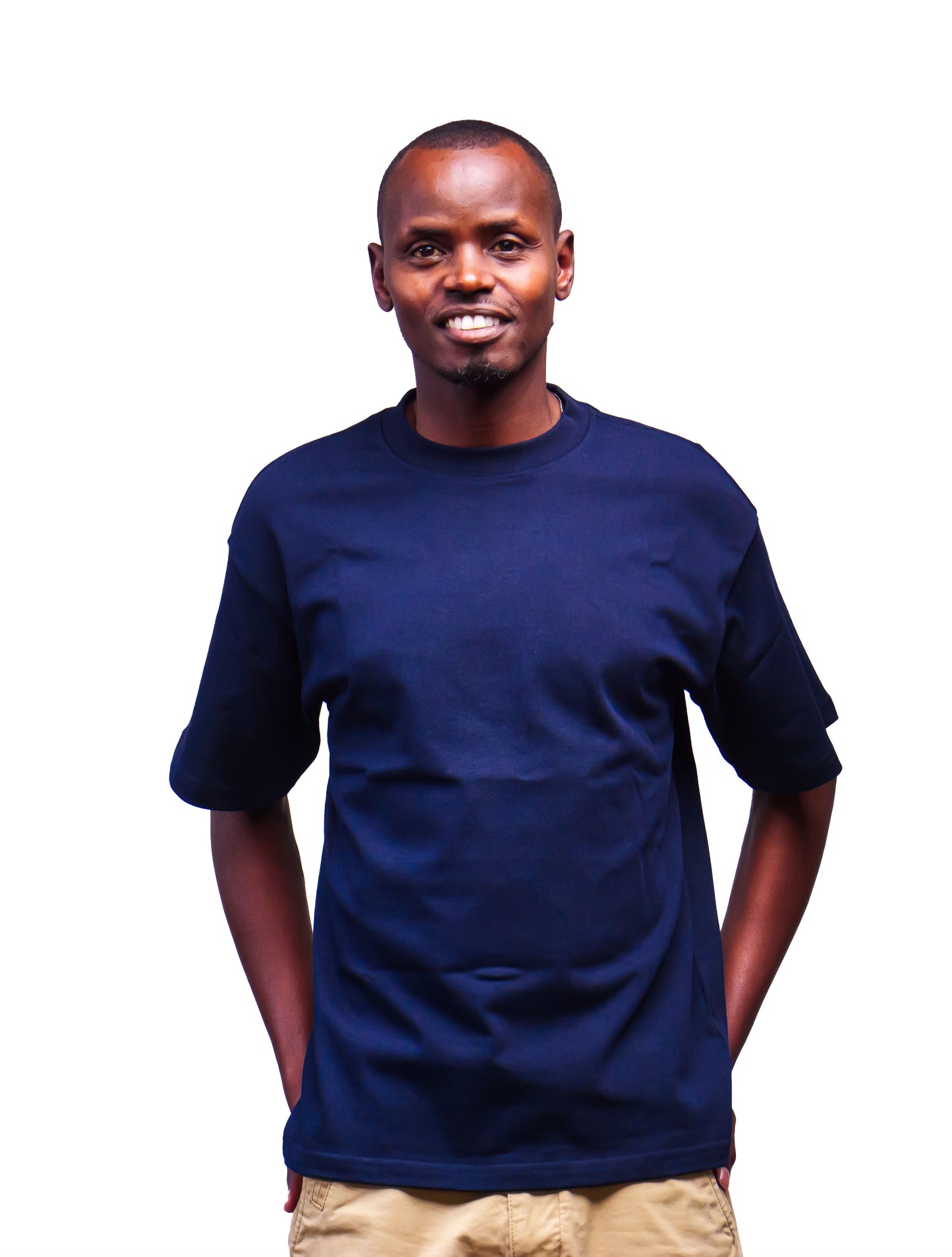 Boxy Crewneck T-Shirt- Navy