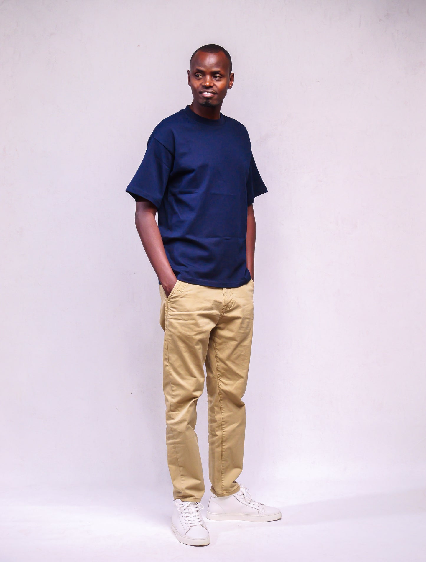 Boxy Crewneck T-Shirt- Navy