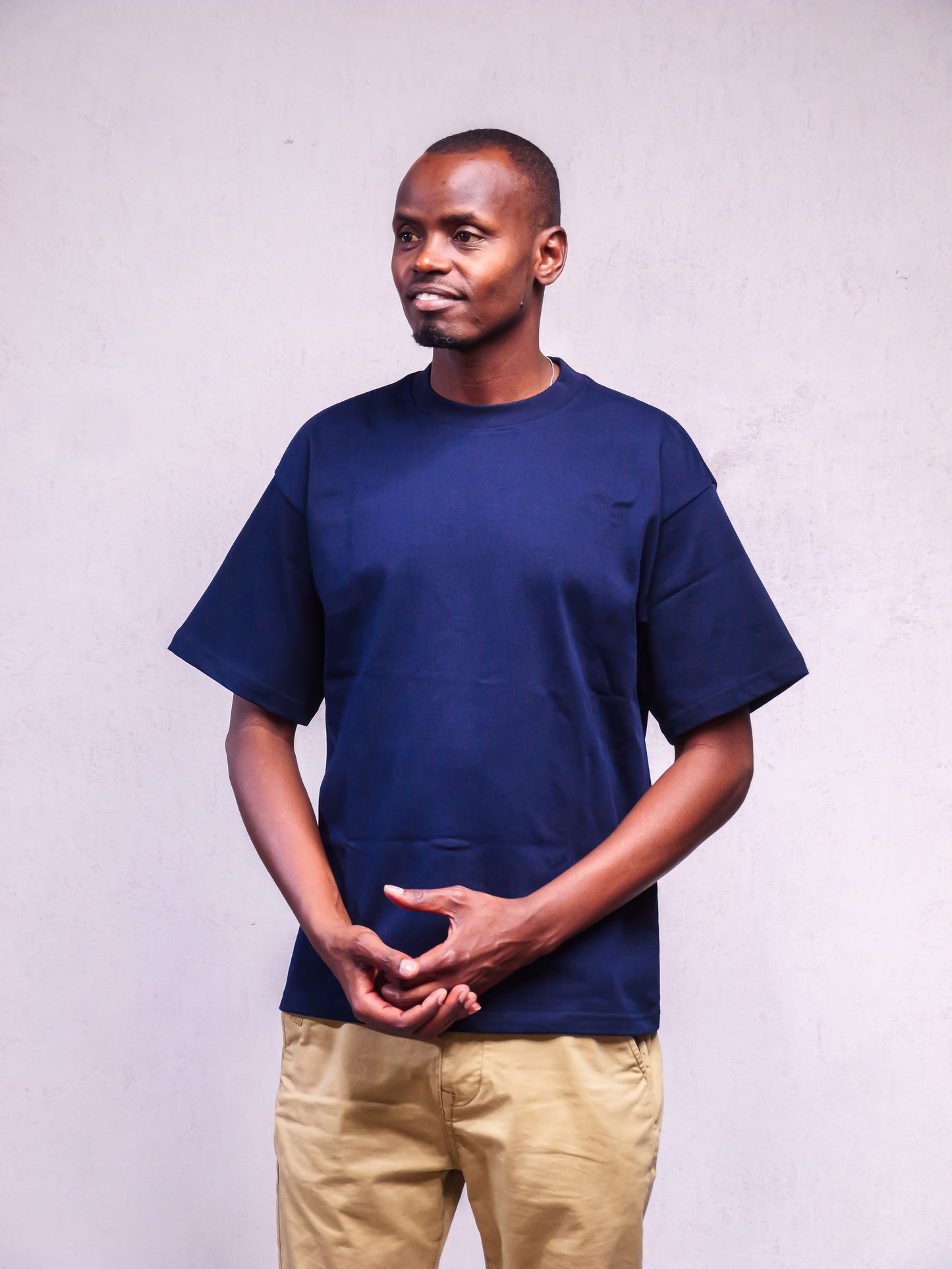 Boxy Crewneck T-Shirt- Navy