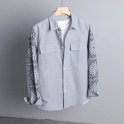 Grey Bandana Sleeve Shirt