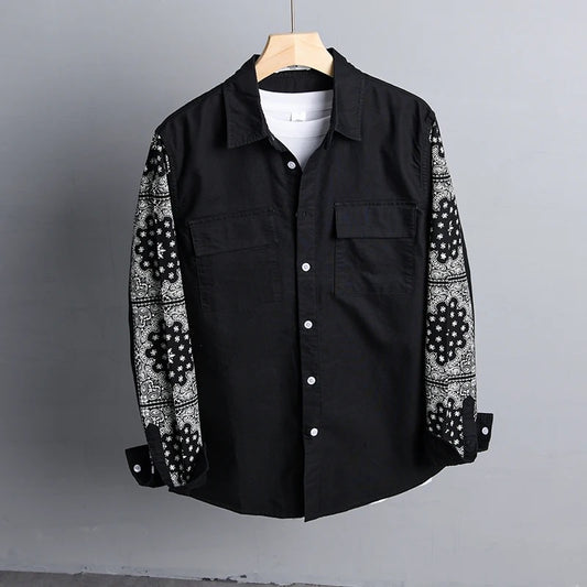 Black Bandana Sleeve Shirt