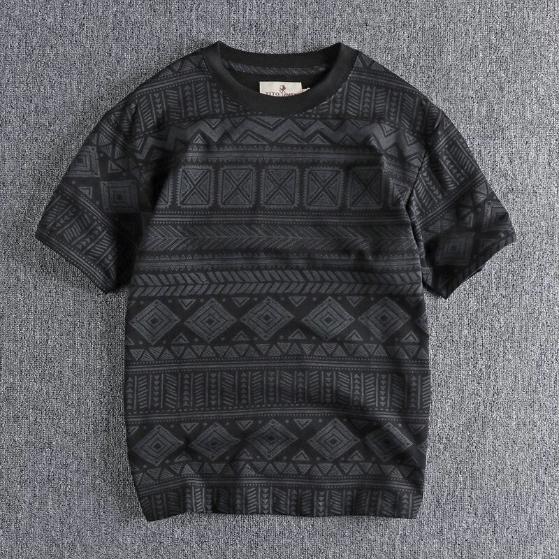 Tribal Pattern Tshirt-BLACK