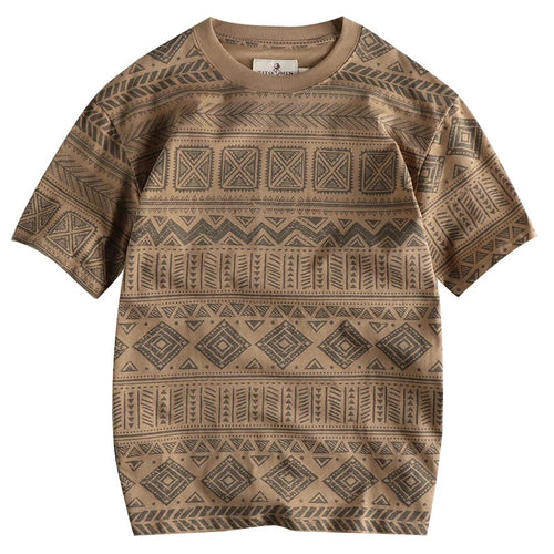 Tribal Pattern Tshirt-BROWN