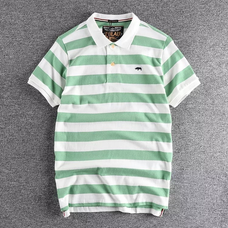 Green Striped Polo Tshirt