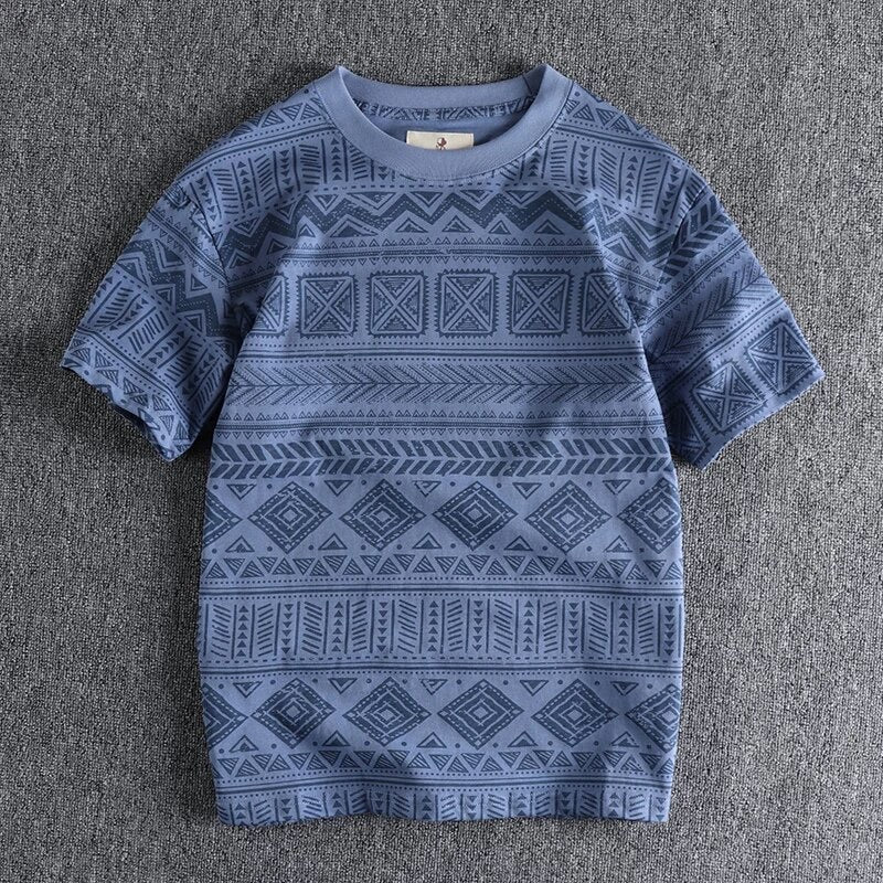 Tribal Pattern Tshirt-BLUE