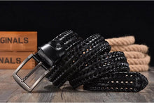 Black Woven Leather Belt