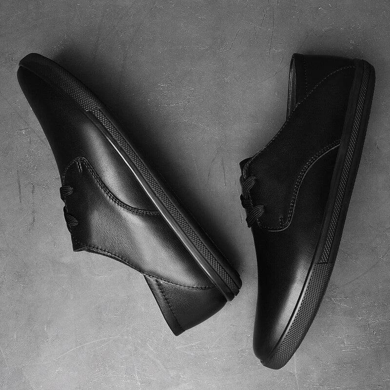 Light Leather Sneaker- Black